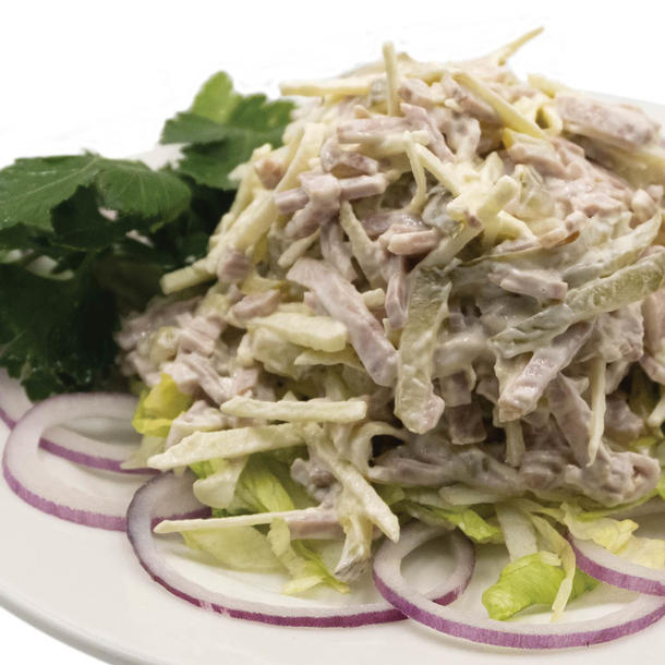 Салат с языком и свежим огурцом Салат с языком и свежим огурцом