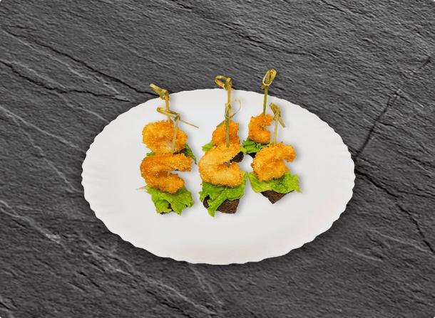 Канапе из креветки и жареного сыра