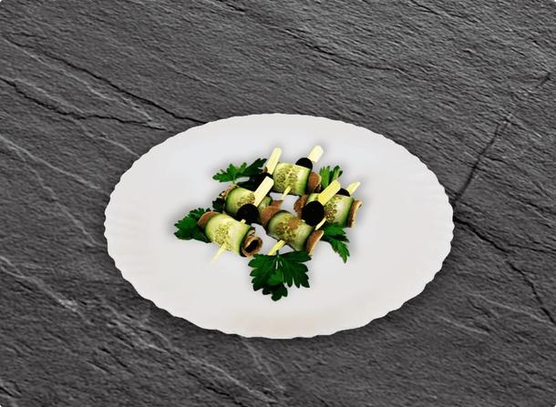 Канапе из языка с огурчиком
