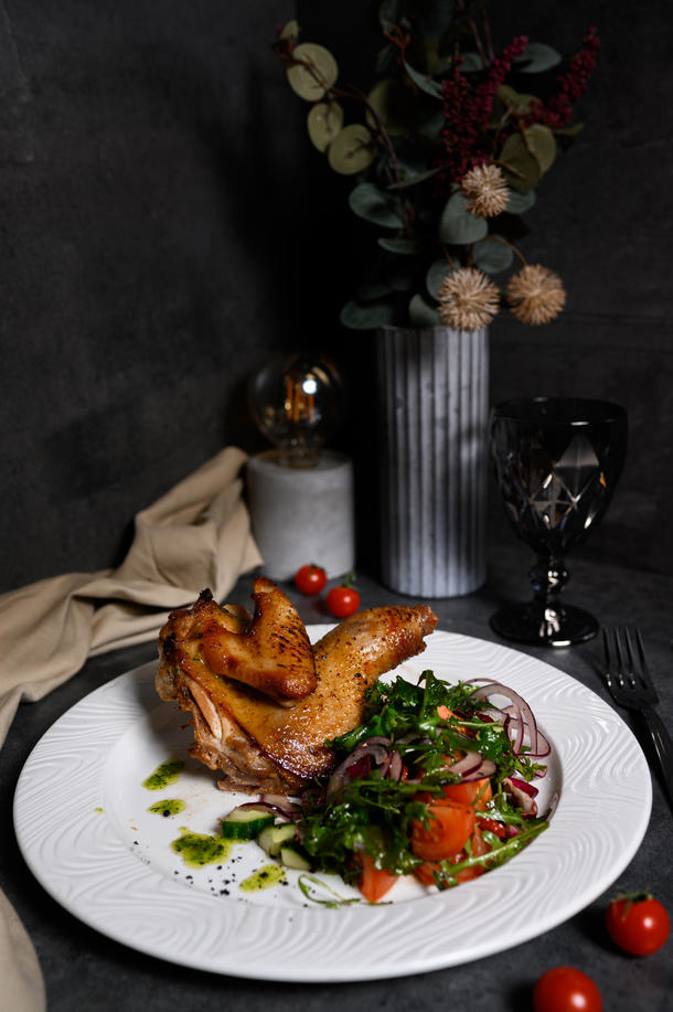 Цыпленок по-фермерски с овощным миксом