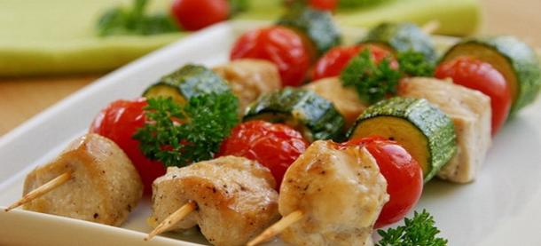 Закуска на шпажке с куриным филе и помидорками черри Закуска на шпажке с куриным филе и помидорками черри